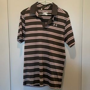 Under Armour Silver/Black striped Polo size Small